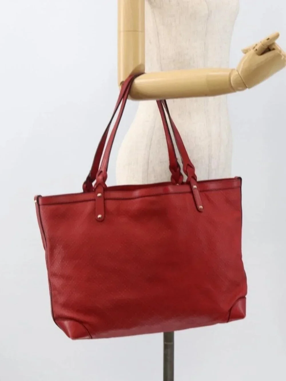 GUCCI Diamante Tote Bag PVC Red Gold 247209 Auth 175652